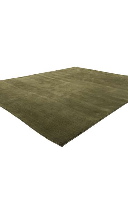 7 x 9 Solid Olive Green Modern Rug 31179