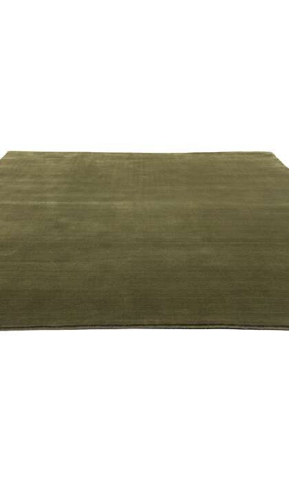 7 x 9 Solid Olive Green Modern Rug 31179