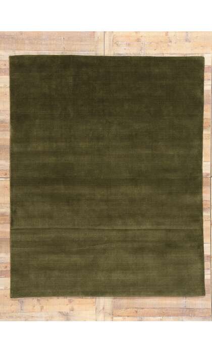 7 x 9 Solid Olive Green Modern Rug 31179