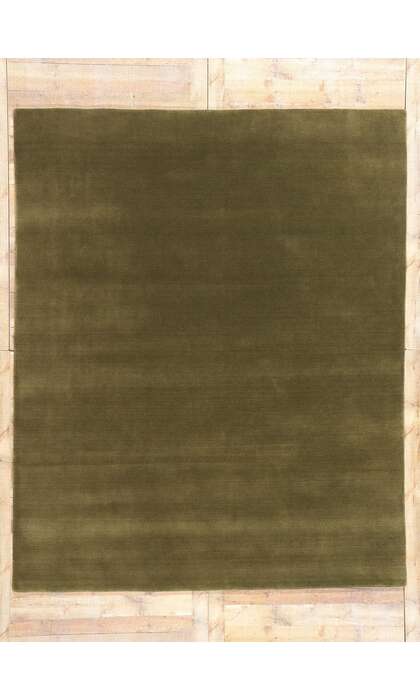 8 x 10 Solid Olive Green Modern Rug 31150
