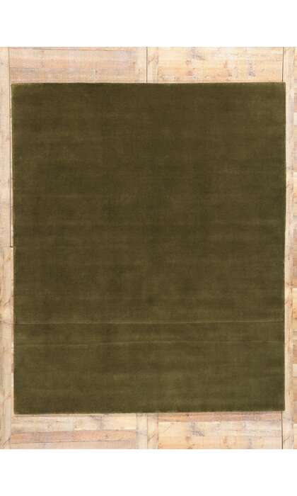 8 x 10 Solid Olive Green Modern Rug 31156