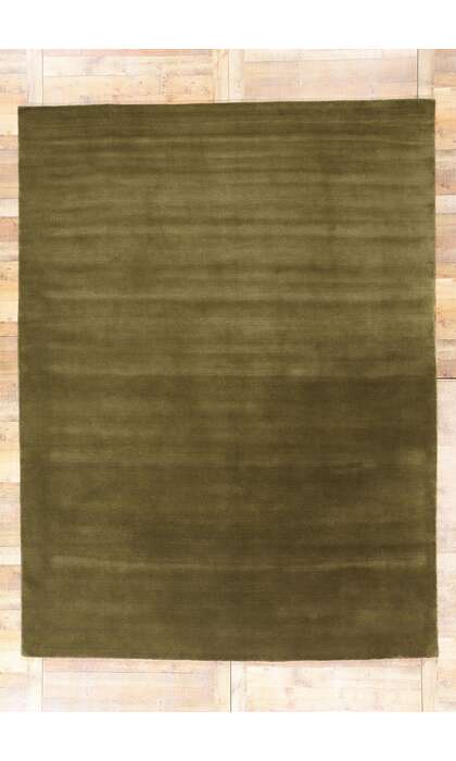 9 x 12 Solid Olive Green Modern Rug 31159