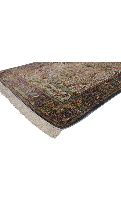 4 x 6 Vintage Turkish Silk Hereke Prayer Rug 77259