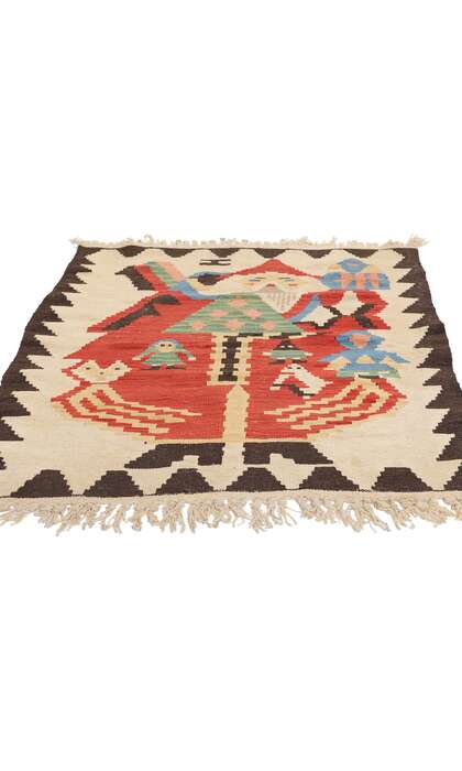 3 x 4 Vintage Turkish Noel Baba Kilim Rug 78973