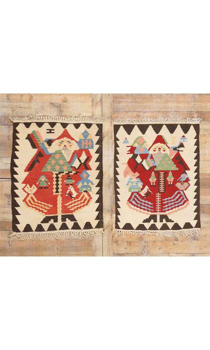 3 x 4 Vintage Turkish Noel Baba Kilim Rug 78973