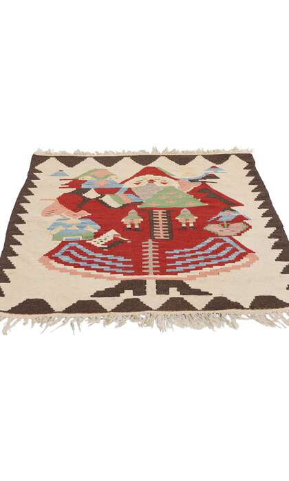 3 x 4 Vintage Turkish Noel Baba Kilim Rug 78974