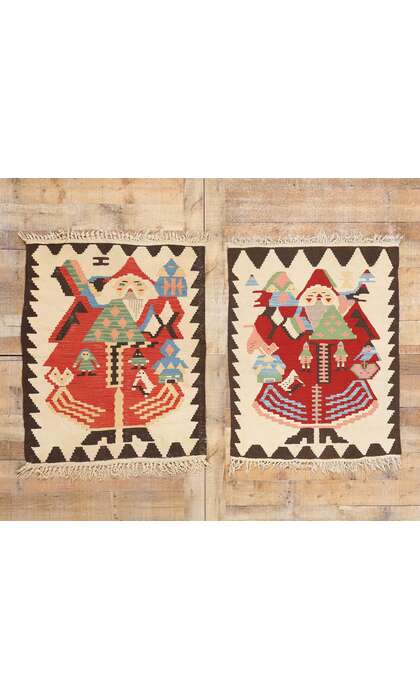 3 x 4 Vintage Turkish Noel Baba Kilim Rug 78974