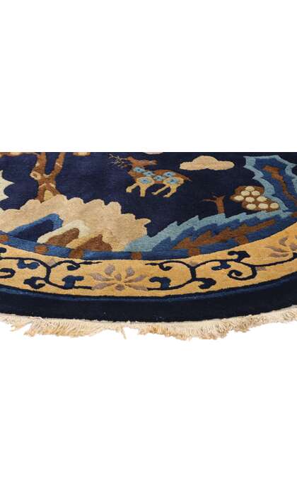 4 x 4 Vintage Chinese Round Peking Pictorial Rug 78979