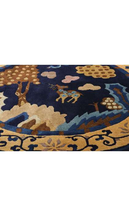 4 x 4 Vintage Chinese Round Peking Pictorial Rug 78979