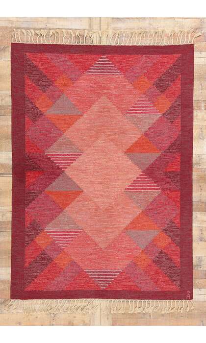 5 x 8 Anna Johanna Angstrom Vintage Swedish Rollakan Rug 79062