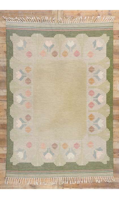 6 x 9 Anna Johanna Angstrom Vintage Swedish Rollakan Rug 79029