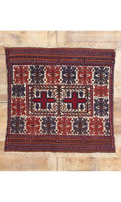 4 x 4 Antique Caucasian Soumak Rug 79092