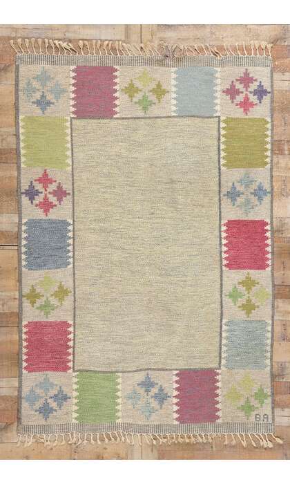 5 x 8 Bitte Ahlgren Vintage Swedish Scandinavian Rollakan Rug 79048