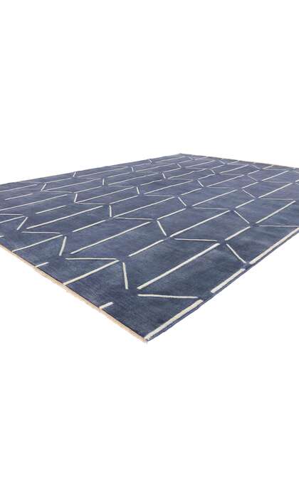 9 x 12 Modern Blue Geometric High-Low Textured Rug 31187