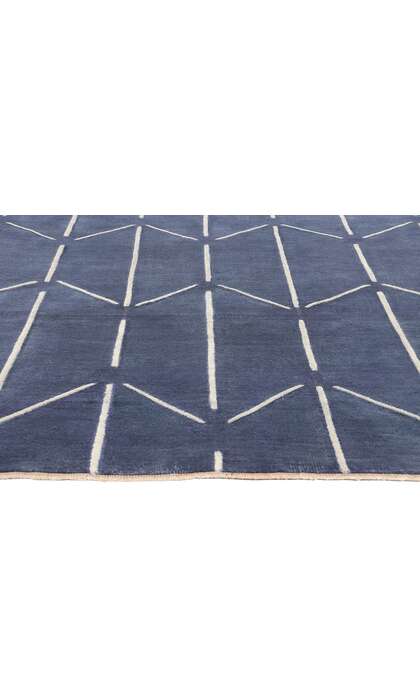 9 x 12 Modern Blue Geometric High-Low Textured Rug 31187