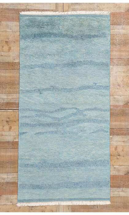 4 x 8 Tranquil Tides Modern Blue Moroccan Rug 31308