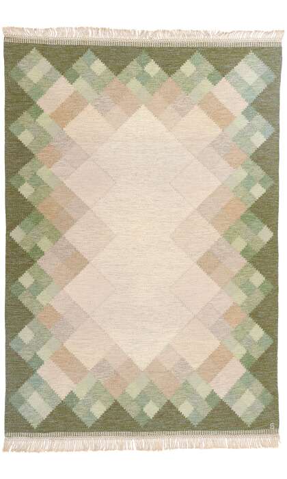 6 x 9 Brita Svefors Vintage Swedish Scandinavian Rollakan Rug 79027