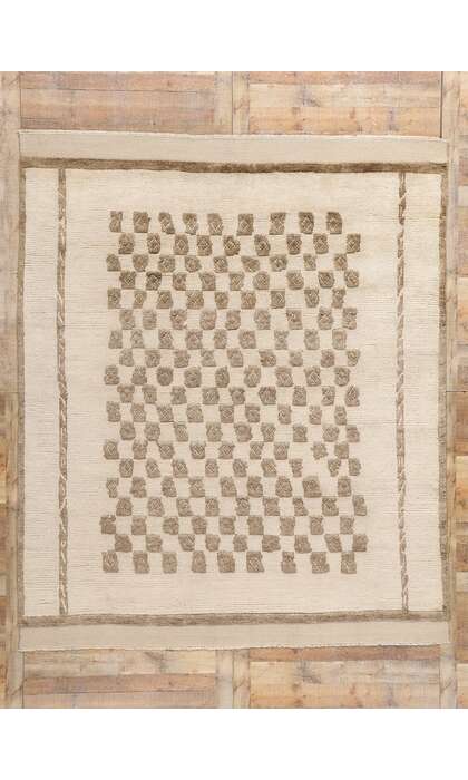 8 x 10 Organic Modern Checkered Moroccan High-Low Rug 31193