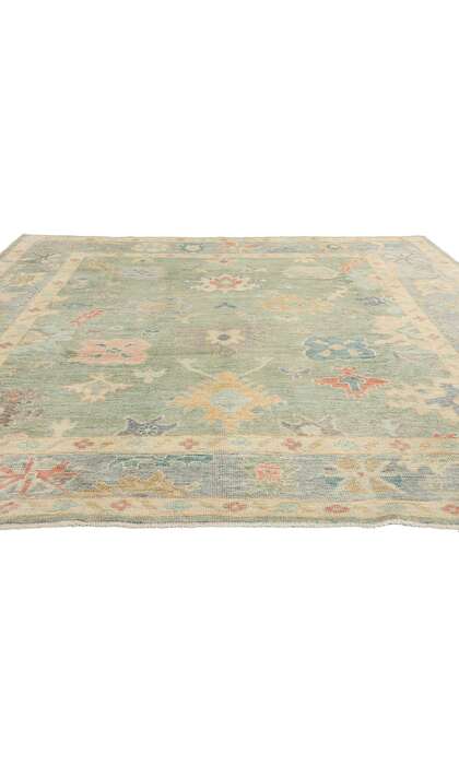 8 x 10 Modern Green Turkish Oushak Rug 53961