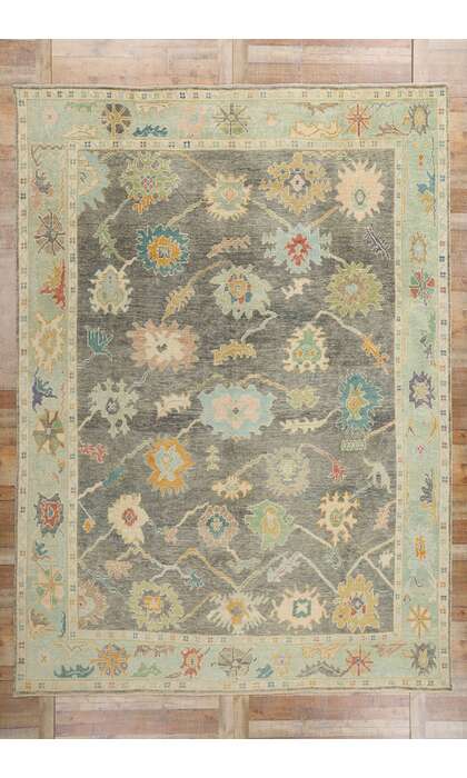 10 x 14 Modern Colorful Turkish Oushak Rug 53958