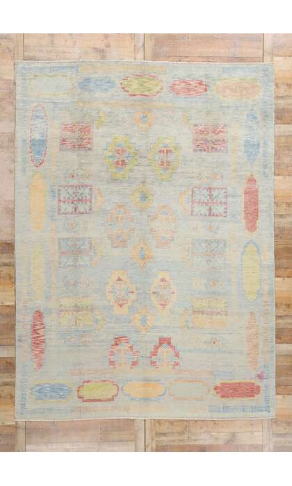 9 x 12 Modern Colorful Turkish Oushak Rug 53966