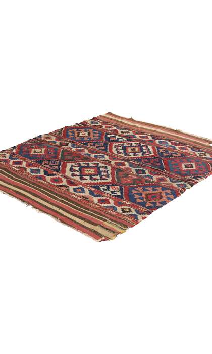 3 x 3 Distressed Antique-Worn Caucasian Shirvan Kilim Rug 78997