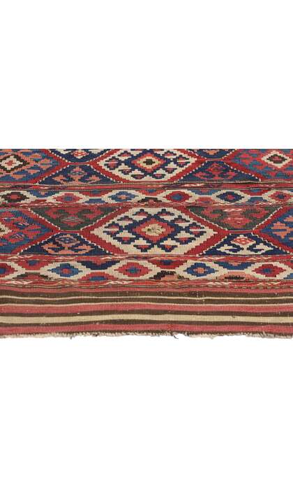 3 x 3 Distressed Antique-Worn Caucasian Shirvan Kilim Rug 78997