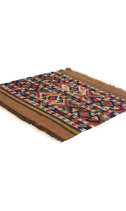3 x 3 Distressed Antique-Worn Caucasian Shirvan Kilim Rug 78998