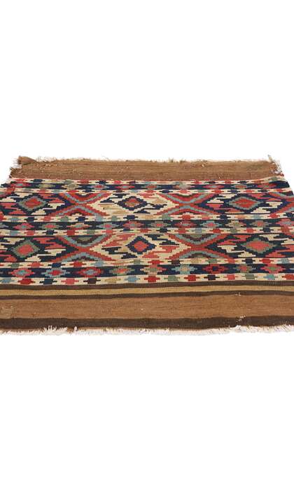 3 x 3 Distressed Antique-Worn Caucasian Shirvan Kilim Rug 78998