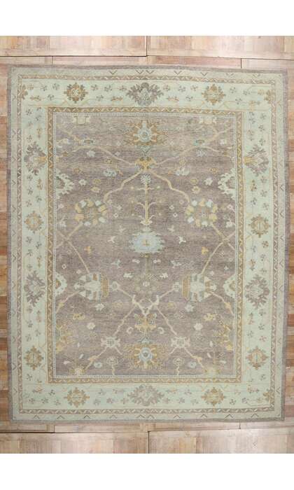 12 x 15 Modern Gray Turkish Oushak Rug 53964