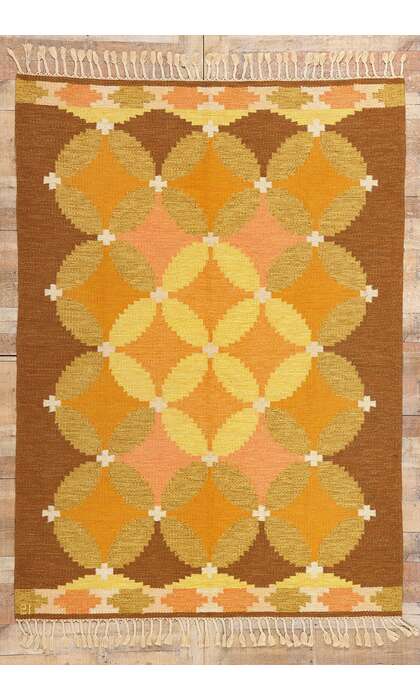 5 x 8 Ingegerd Silow Vintage Swedish Scandinavian Rollakan Rug 79043