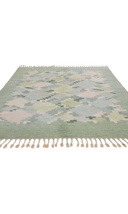5 x 8 Ingegerd Silow Vintage Swedish Green Scandinavian Rollakan Rug 79053