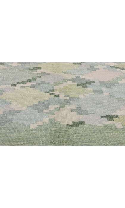 5 x 8 Ingegerd Silow Vintage Swedish Green Scandinavian Rollakan Rug 79053
