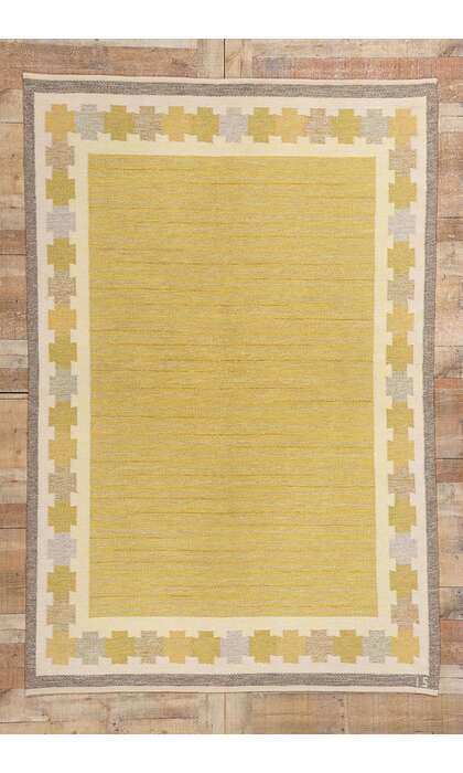 5 x 8 Ingegerd Silow Vintage Swedish Scandinavian Rollakan Rug 79037