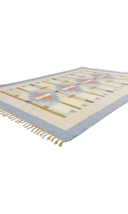 7 x 10 Karin Jonsson Vintage Swedish Scandinavian Rollakan Rug 79025