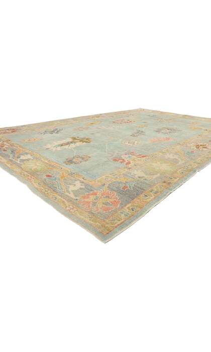 10 x 15 Modern Light Blue Turkish Oushak Rug 53963