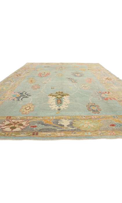 10 x 15 Modern Light Blue Turkish Oushak Rug 53963