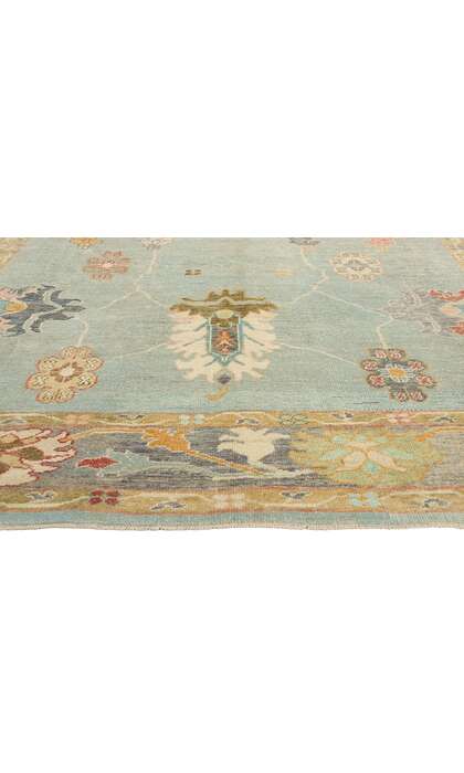10 x 15 Modern Light Blue Turkish Oushak Rug 53963