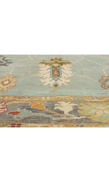 10 x 15 Modern Light Blue Turkish Oushak Rug 53963