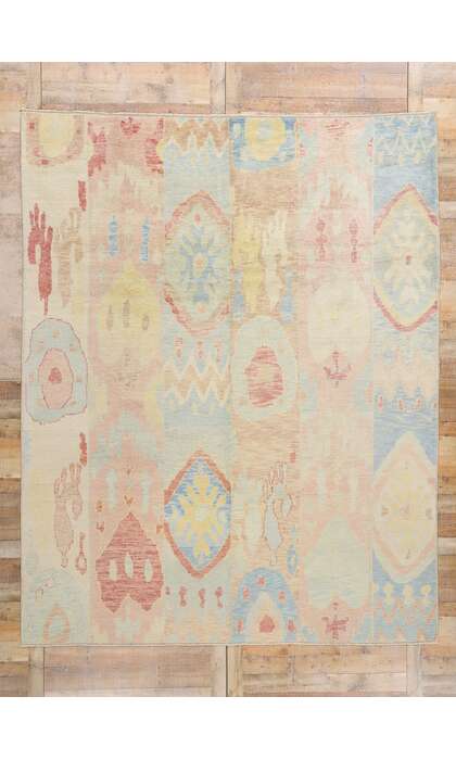 9 x 12 Colorful Modern Turkish Oushak Rug 53967
