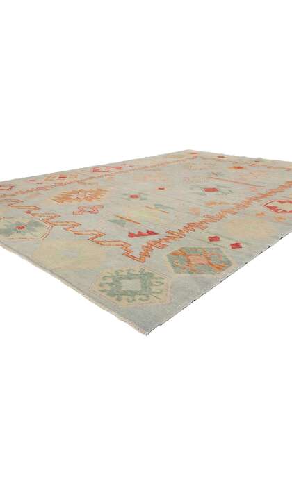 9 x 13 Modern Tribal Turkish Oushak Rug 53979