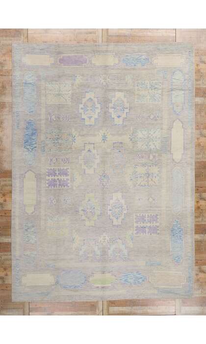 10 x 14 Modern Pastel Turkish Oushak Rug 53977
