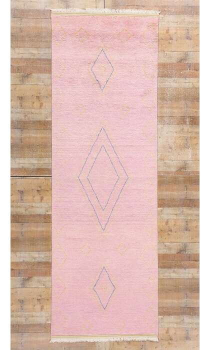 4 x 12 Pink Diamond Modern Moroccan Rug Runner 31310
