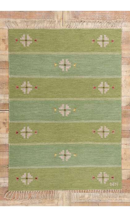 5 x 7 Nils Nilsson Vintage Swedish Scandinavian Rollakan Rug 79034