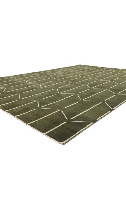 10 x 14 Modern Olive Green Geometric High-Low Rug 31184