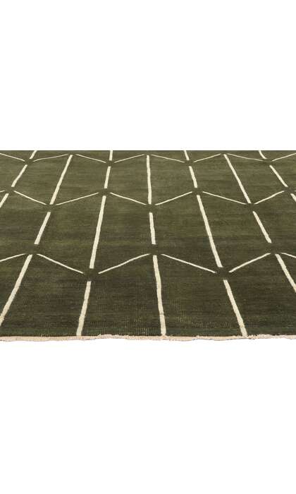 10 x 14 Modern Olive Green Geometric High-Low Rug 31184