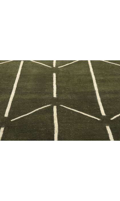 10 x 14 Modern Olive Green Geometric High-Low Rug 31184