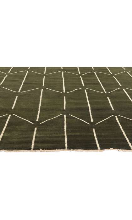 10 x 14 Modern Olive Green Geometric High-Low Rug 31186