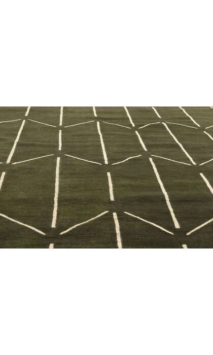 10 x 14 Modern Olive Green Geometric High-Low Rug 31186