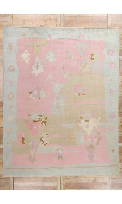 10 x 13 Modern Pink Turkish Oushak Rug 53980